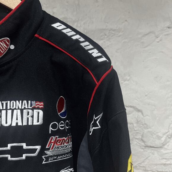 Jeff Hamilton NASCAR Jacket Mens 2XL XXL Black 24 Jeff Gordon Flames VINTAGE - Picture 3 of 15